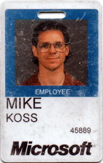 Mike's Microsoft employee badge