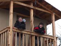 Chris and Will on the platform house balcony