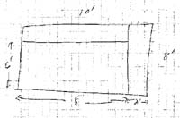 A pencil sketch of the 8 by 10 foot platform