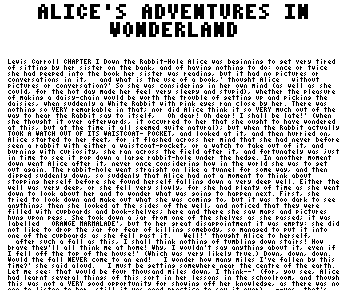 The opening of Alice's Adventures in Wonderland set in the 3x5 font
